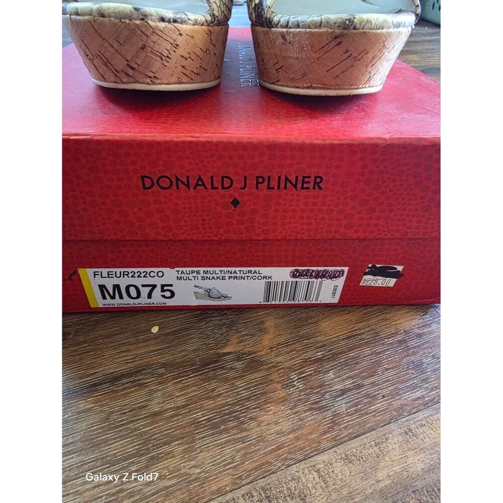 Donald J Pliner Wedge Heel 7.5 Fleur2 Python Snake Leather Slingback Cork Sandal